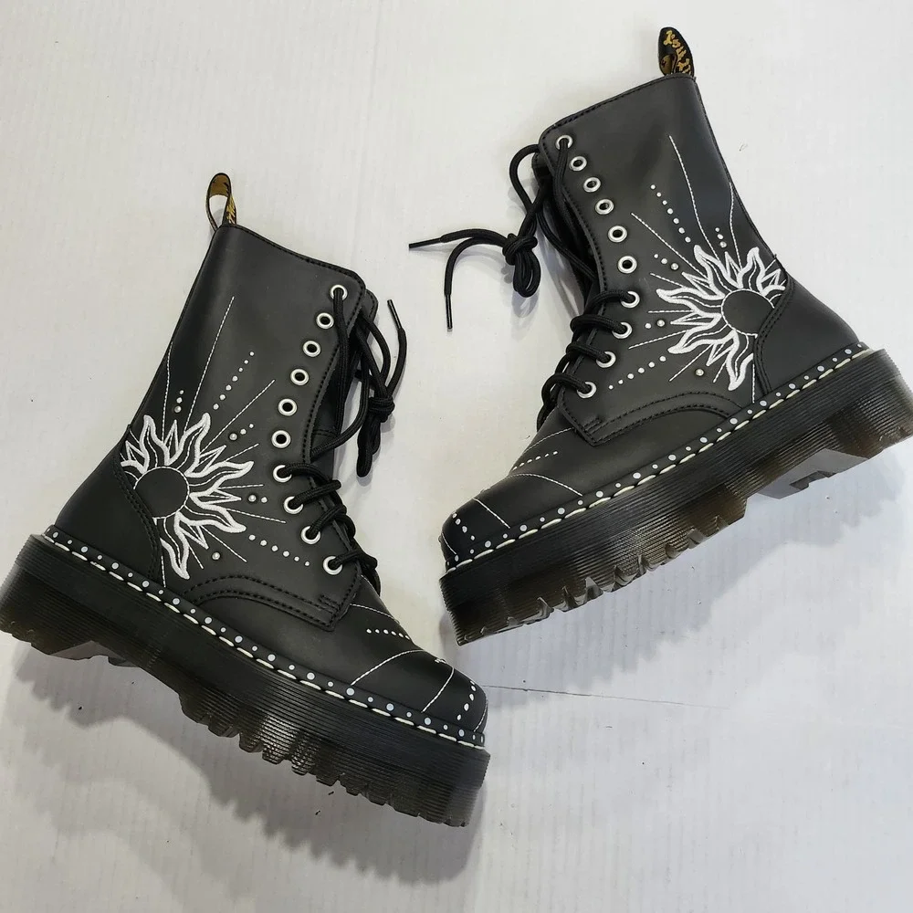 Unisex Sz M5/W6 Dr. Martens Platform Boots Jadon Hi Solar Flare Celestial Black